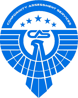 The CAS certification mark — the official CAS falcon symbol in CAS Blue